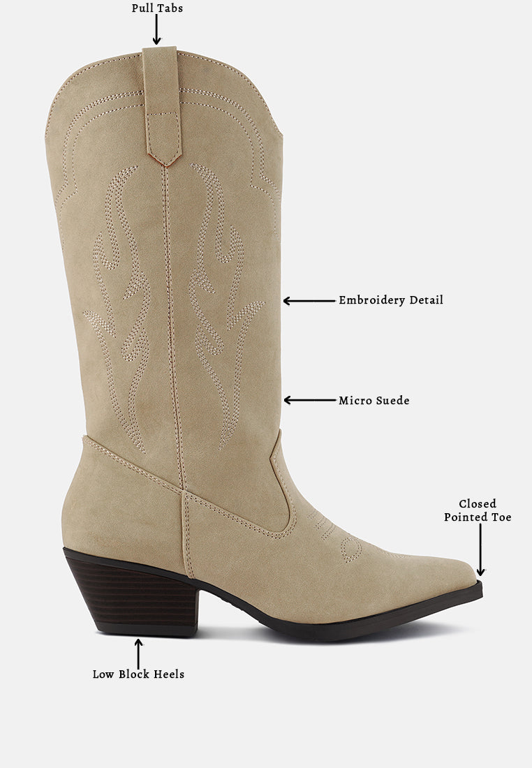 ginni embroidered calf boots by ruw#color_sand