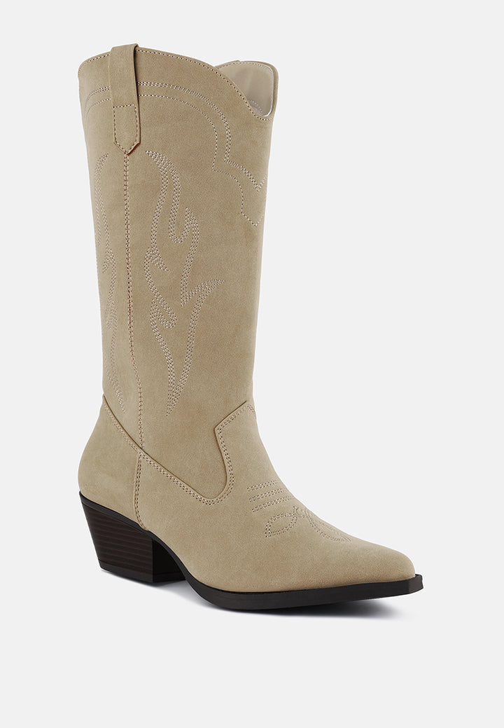 ginni embroidered calf boots by ruw#color_sand