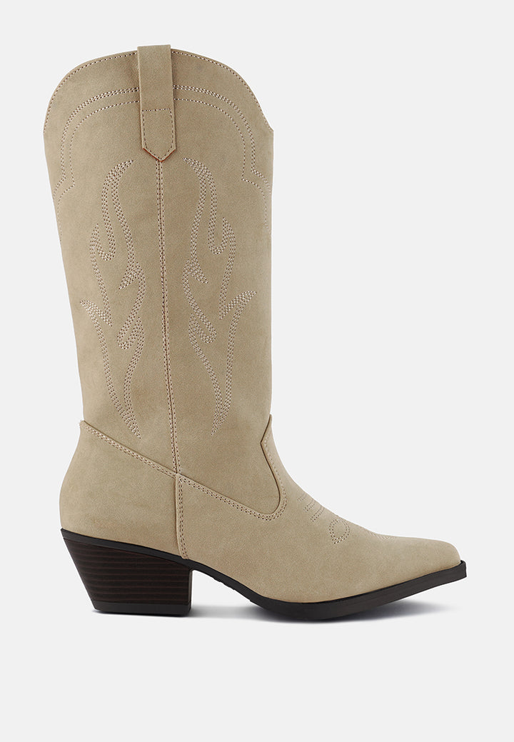 ginni embroidered calf boots by ruw#color_sand