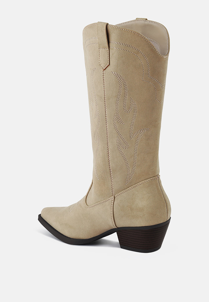 ginni embroidered calf boots by ruw#color_sand