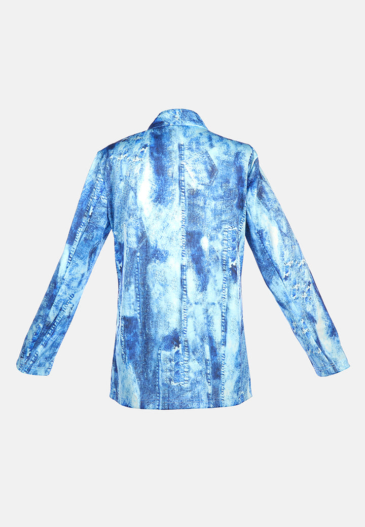 glaze print semi casual blazer#color_blue