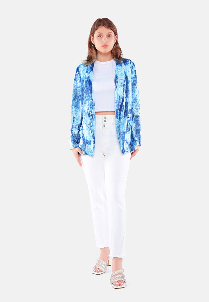 glaze print semi casual blazer#color_blue