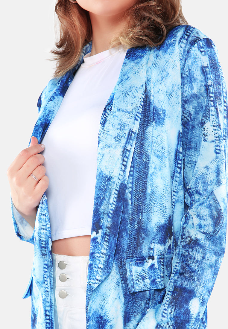 glaze print semi casual blazer#color_blue