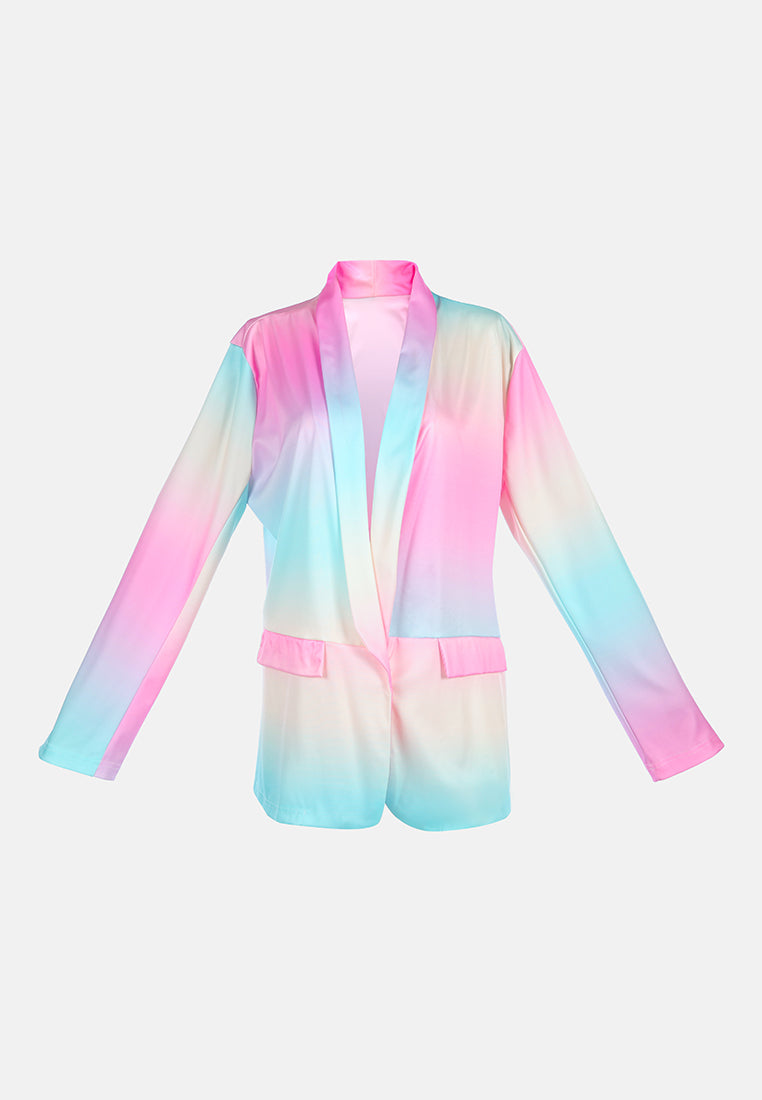 glaze print semi casual blazer#color_pink