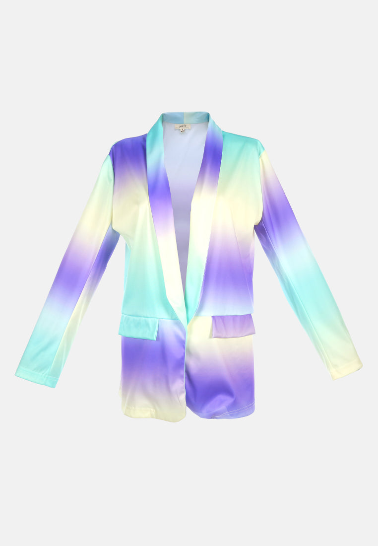 glaze print semi casual blazer#color_purple