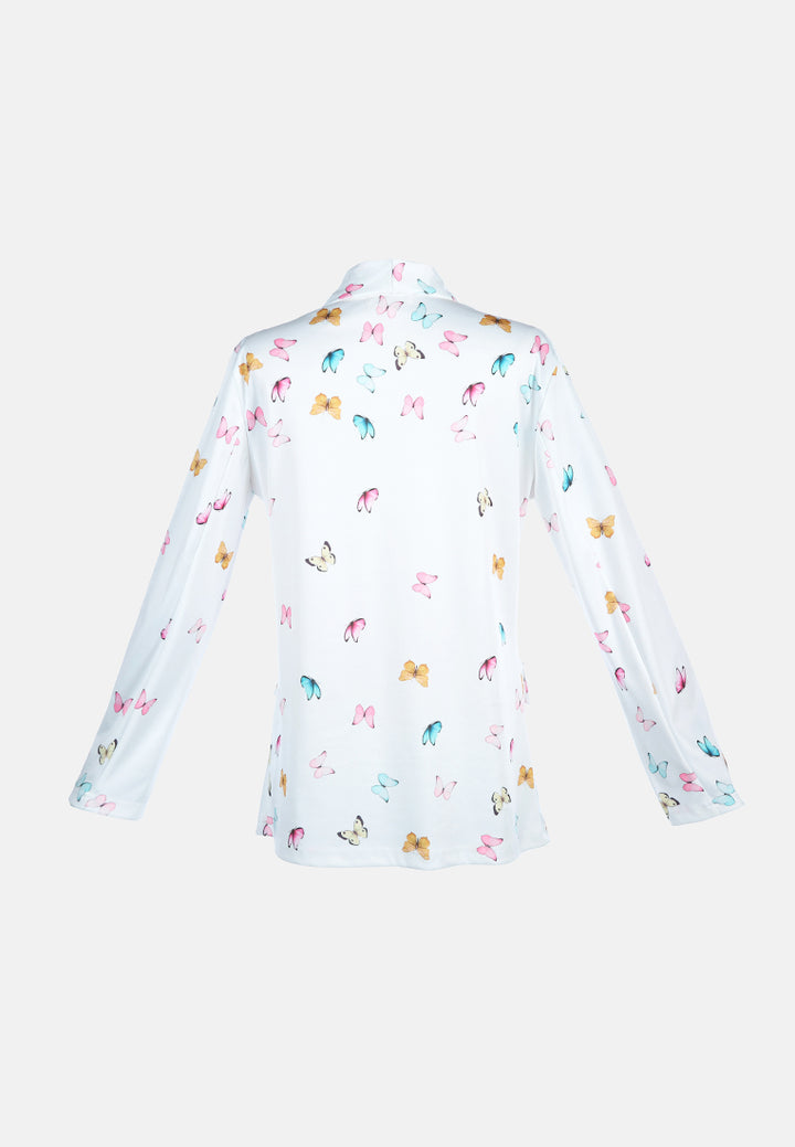 glaze print semi casual blazer#color_white