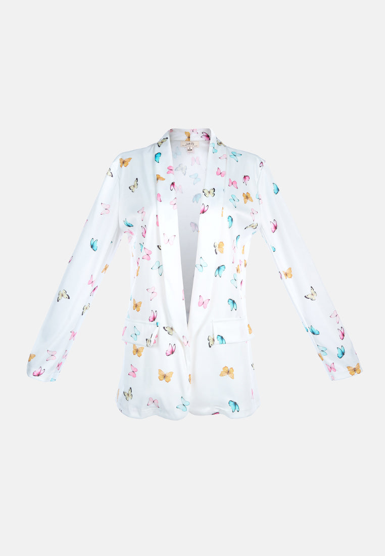 glaze print semi casual blazer#color_white