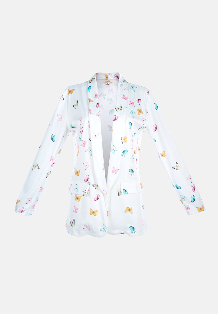 glaze print semi casual blazer#color_white