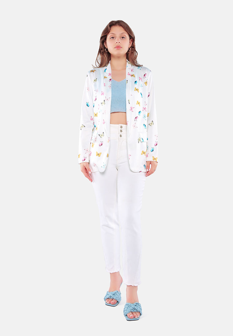 glaze print semi casual blazer#color_white