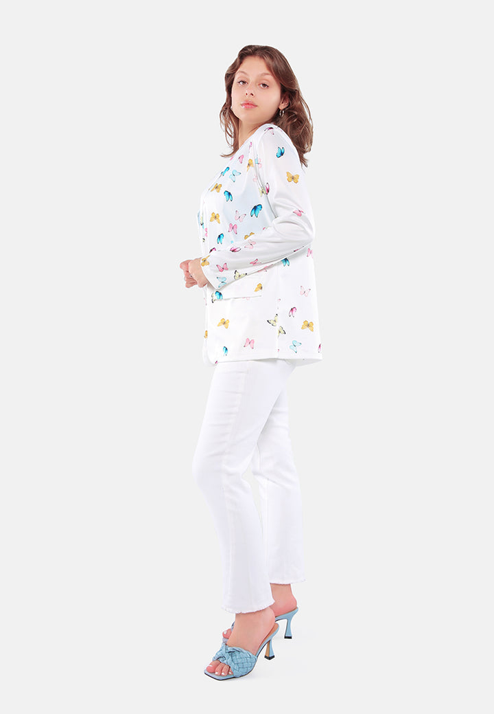 glaze print semi casual blazer#color_white