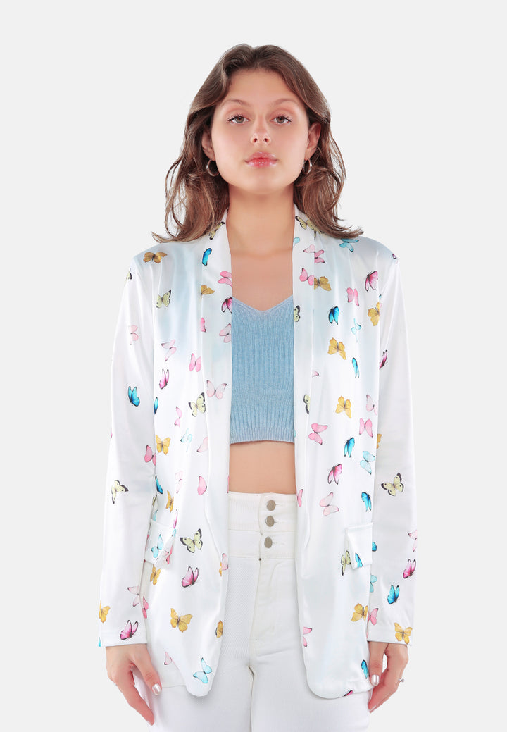 glaze print semi casual blazer#color_white