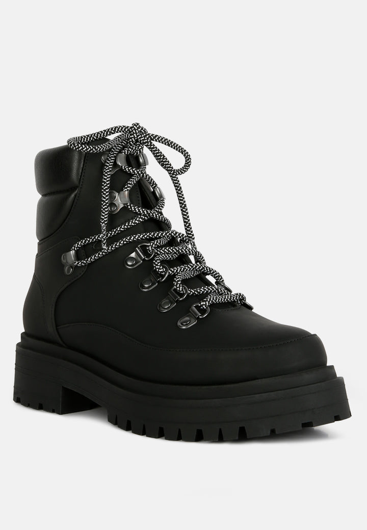 goliath lace up chunky biker boots#color_black