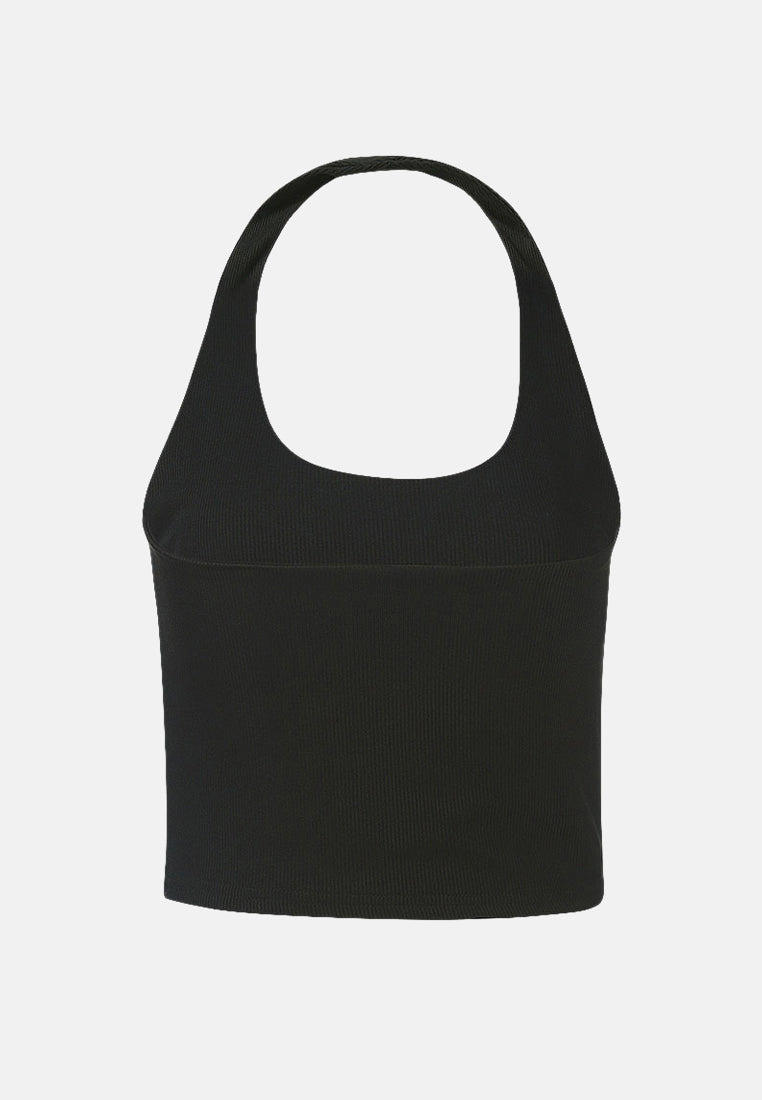 halter neck knitted top by ruw#color_black
