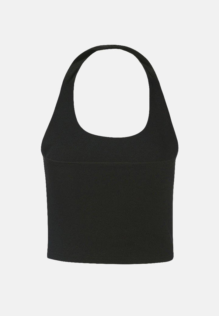 halter neck knitted top by ruw#color_black