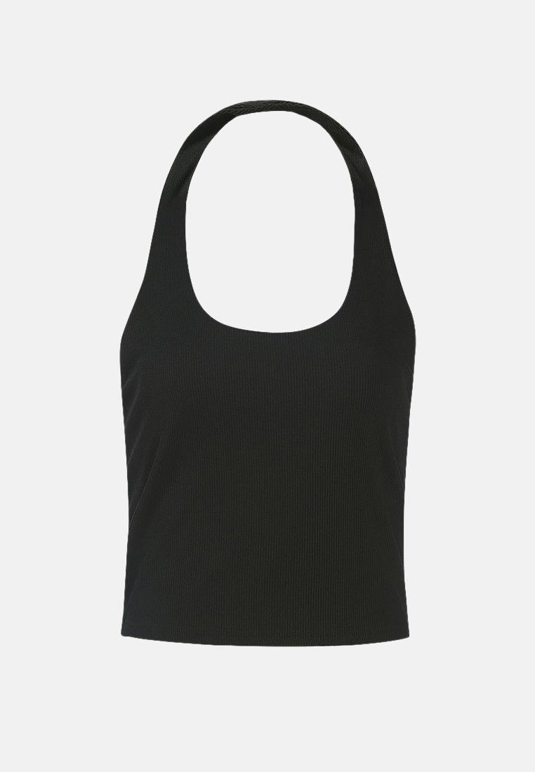 halter neck knitted top by ruw#color_black