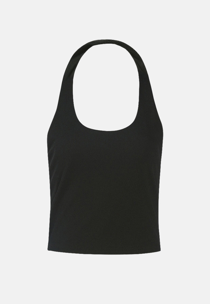 halter neck knitted top by ruw#color_black