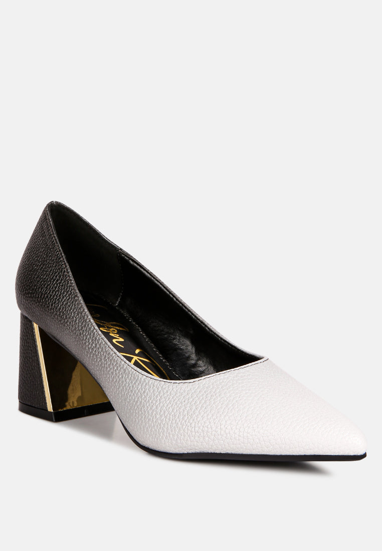 harlow metallic accent block heel pumps by ruw#color_black-grey