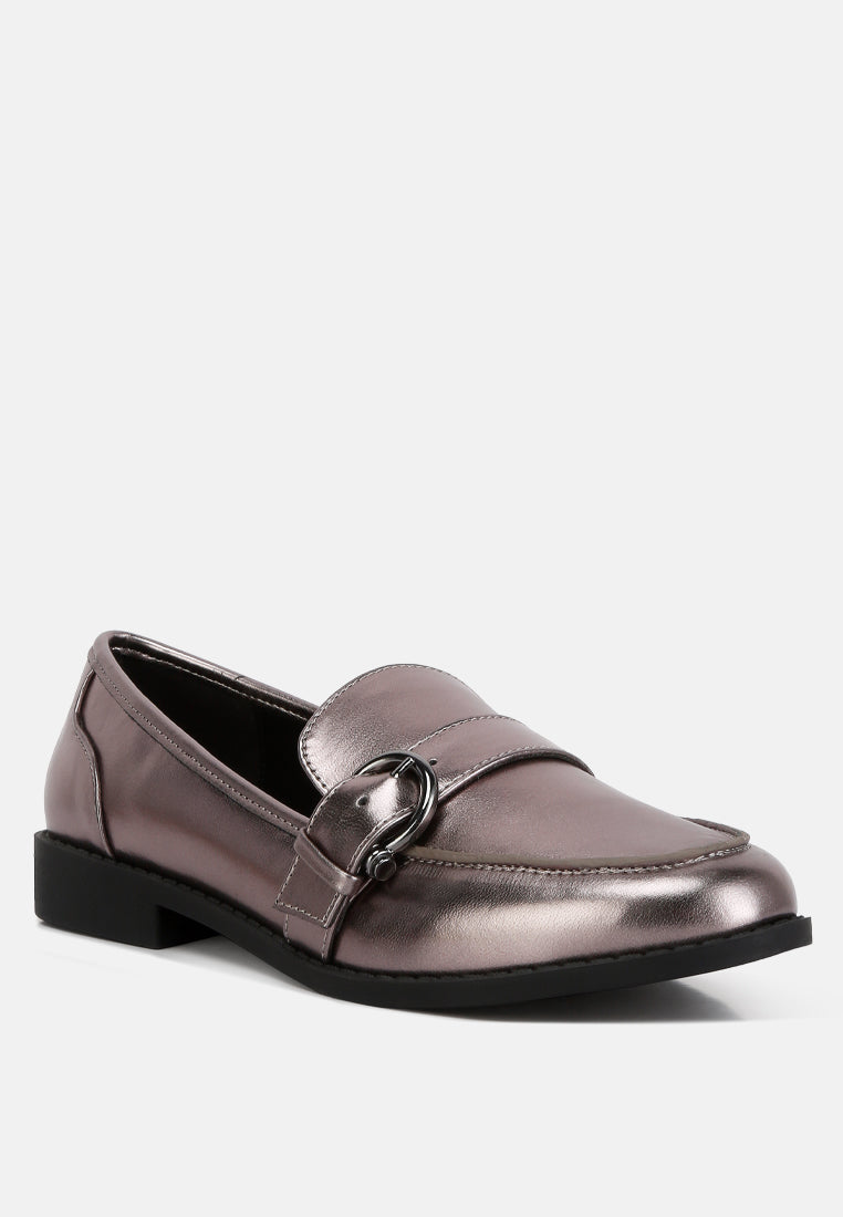 haruka metallic faux leather loafers#color_pewter