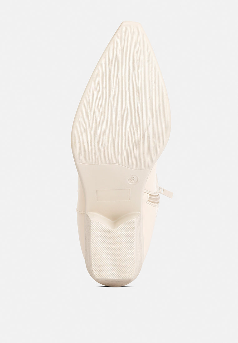 hasting patchwork detail low heel cowboy boots#color_beige