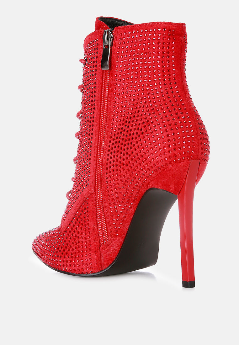 faux suede diamante ankle boots by ruw#color_red