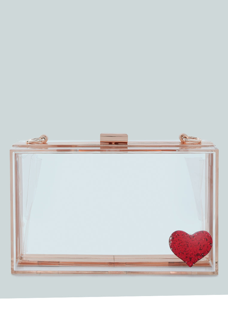 heart detail clear clutch bag#color_transparent