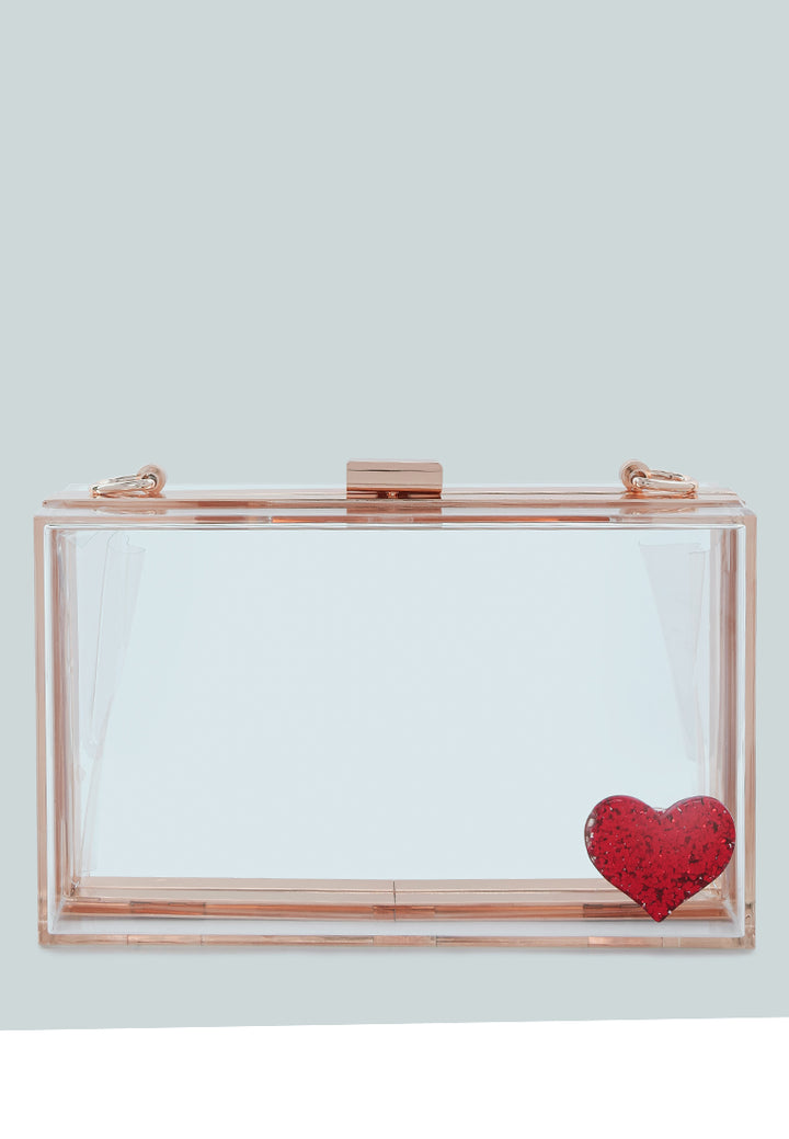 heart detail clear clutch bag#color_transparent