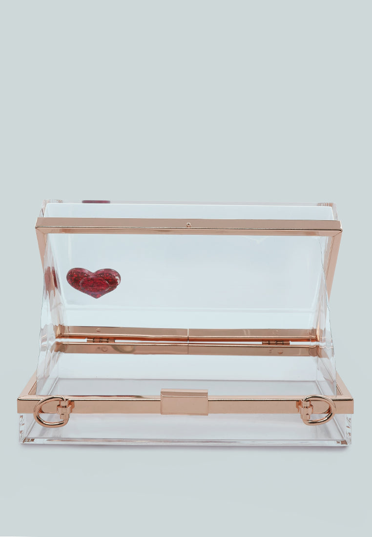 heart detail clear clutch bag#color_transparent