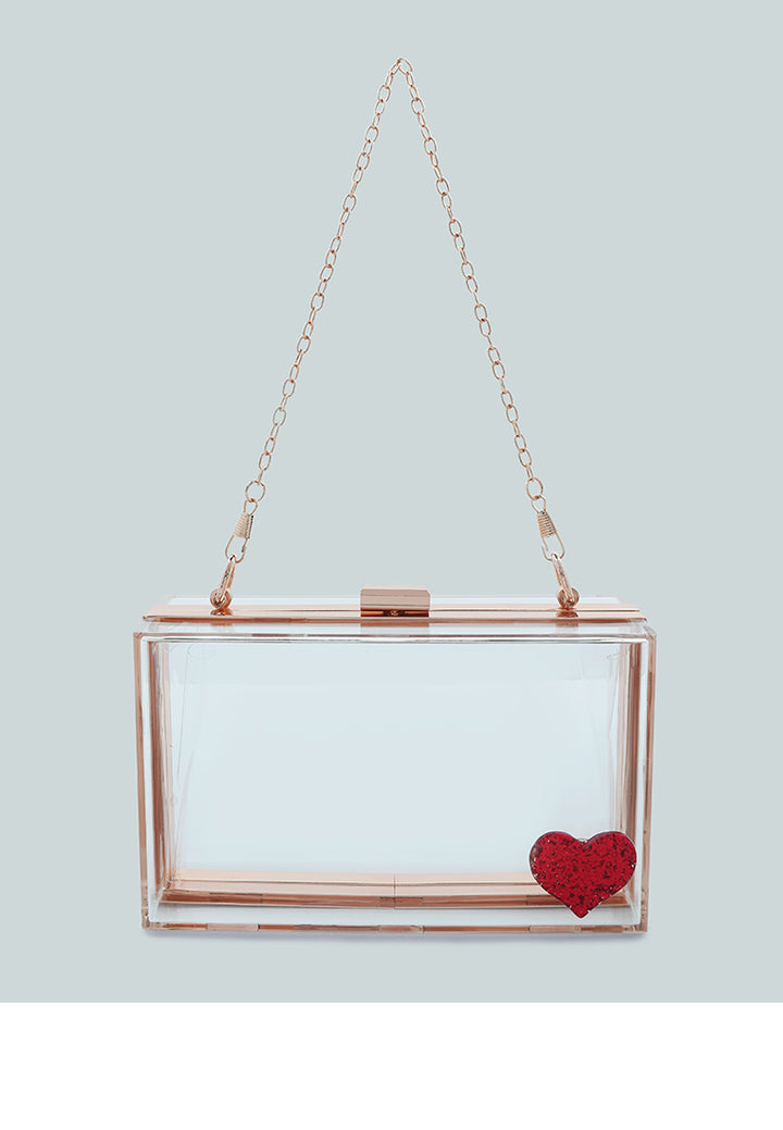 heart detail clear clutch bag#color_transparent