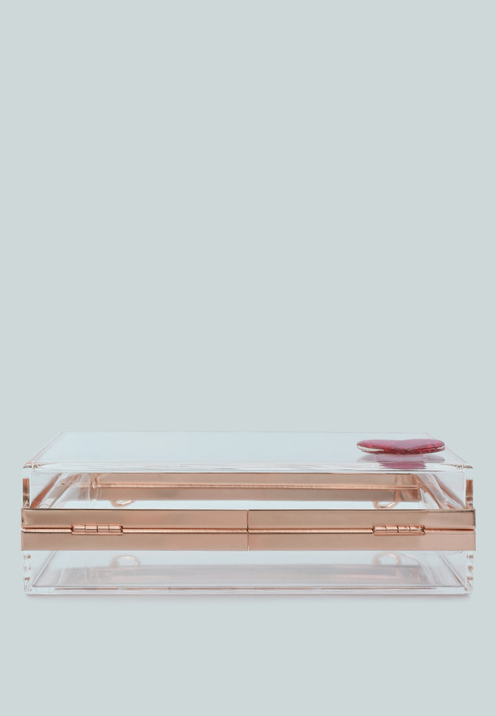 heart detail clear clutch bag#color_transparent