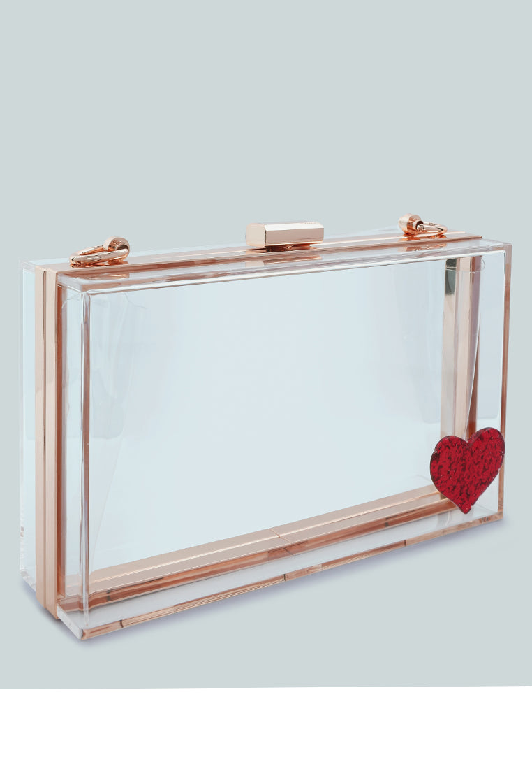 heart detail clear clutch bag#color_transparent