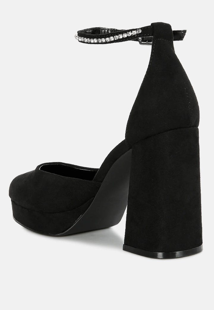 rhinestone detail ankle strap platform high heels by ruw#color_black