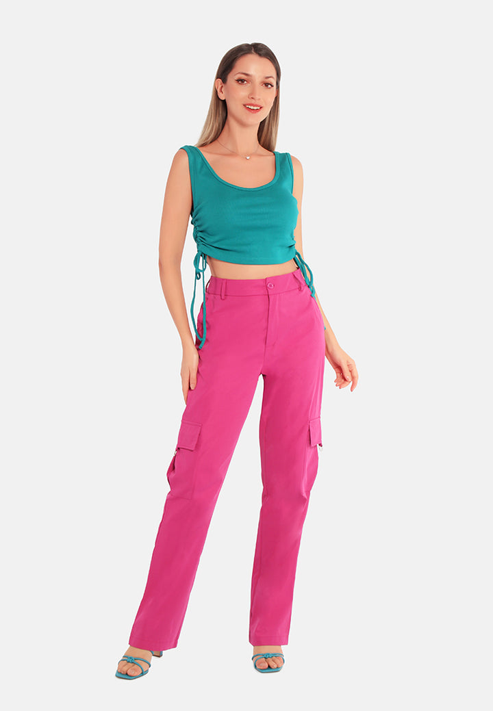 high waist cargo pants by ruw#color_mango-magenta