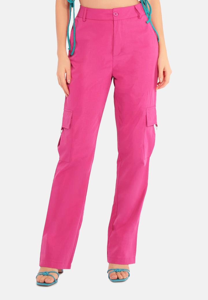 high waist cargo pants by ruw#color_mango-magenta