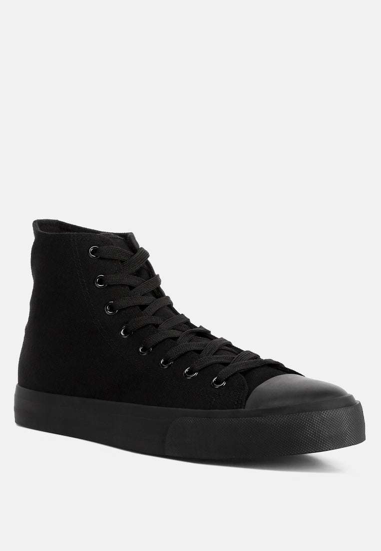 men's high ankle canvas sneakers
#color_black