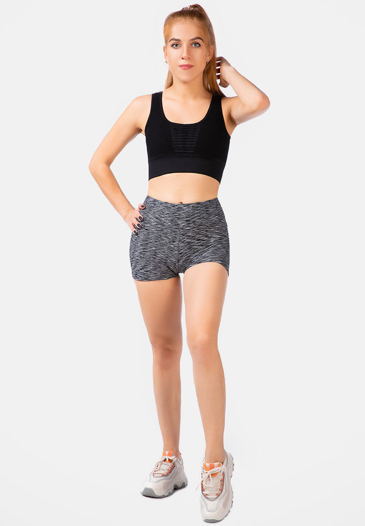 high rise biker shorts#color_black-white