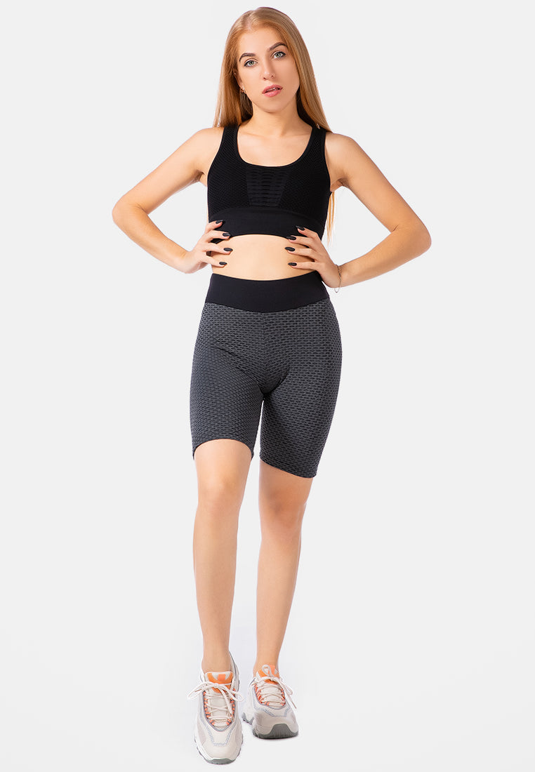 high waist active bike shorts#color_black