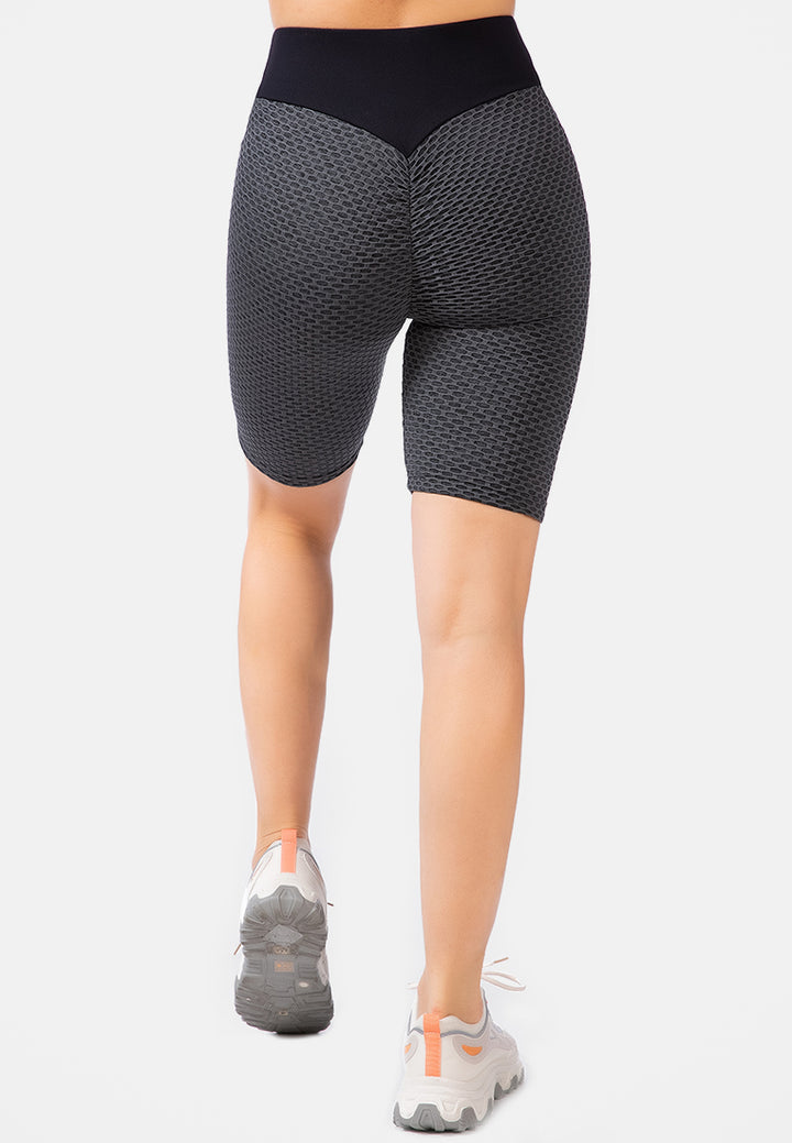 high waist active bike shorts#color_black