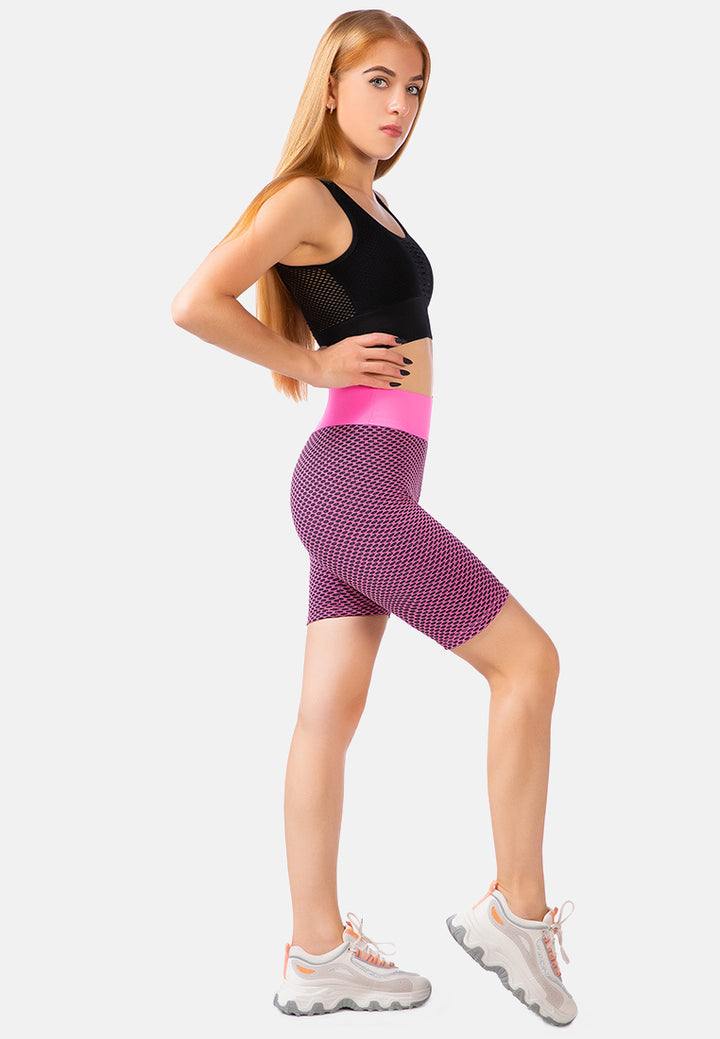 high waist active bike shorts#color_pink