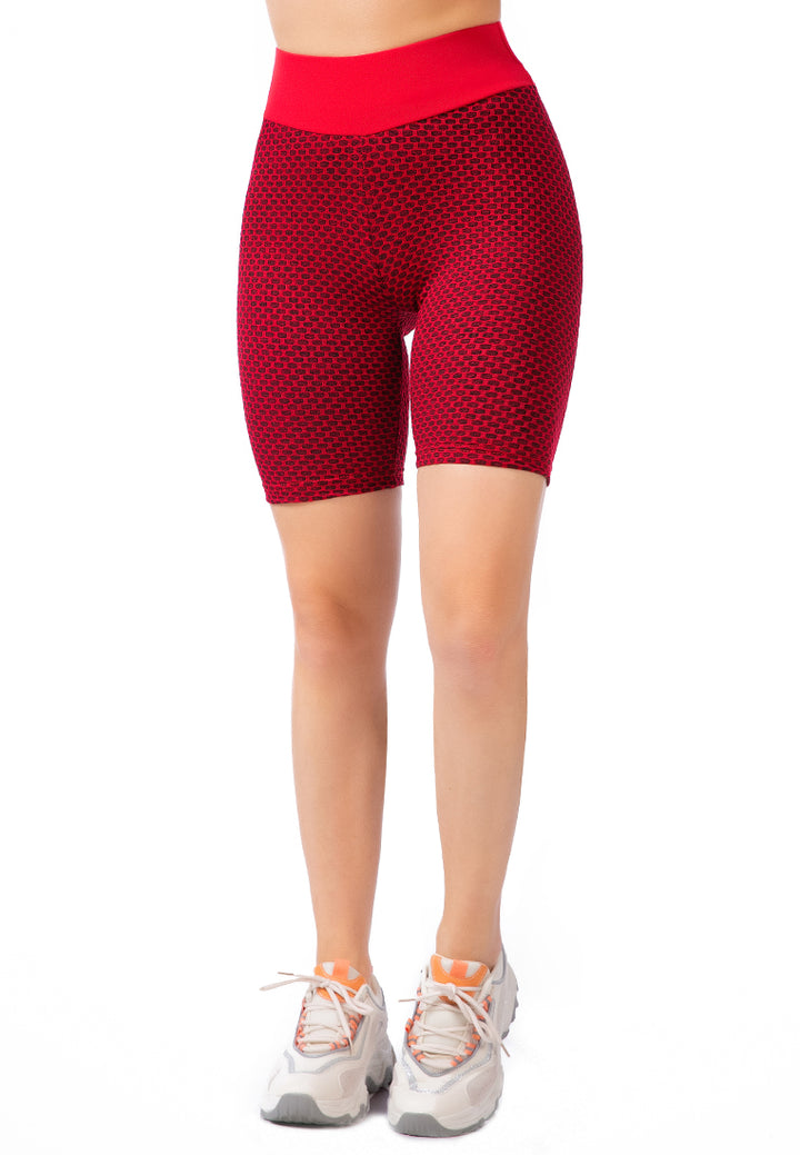 high waist active bike shorts#color_red