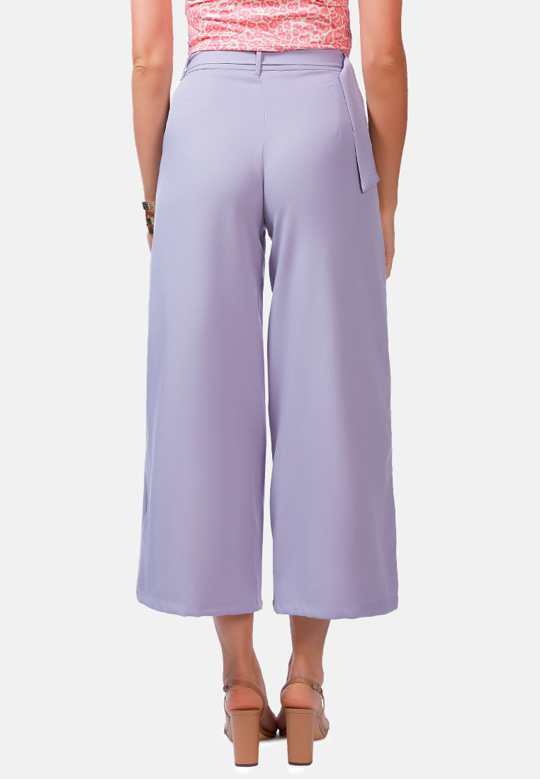 high waist belted wide leg trousers#color_lilac