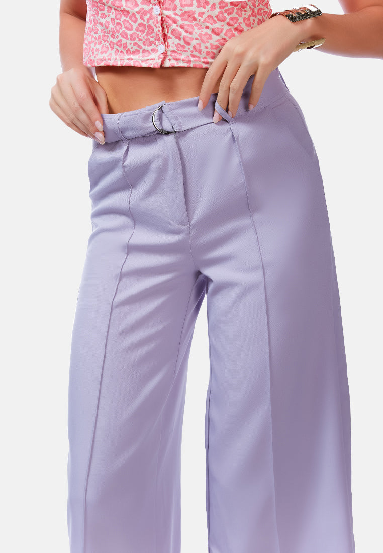 high waist belted wide leg trousers#color_lilac