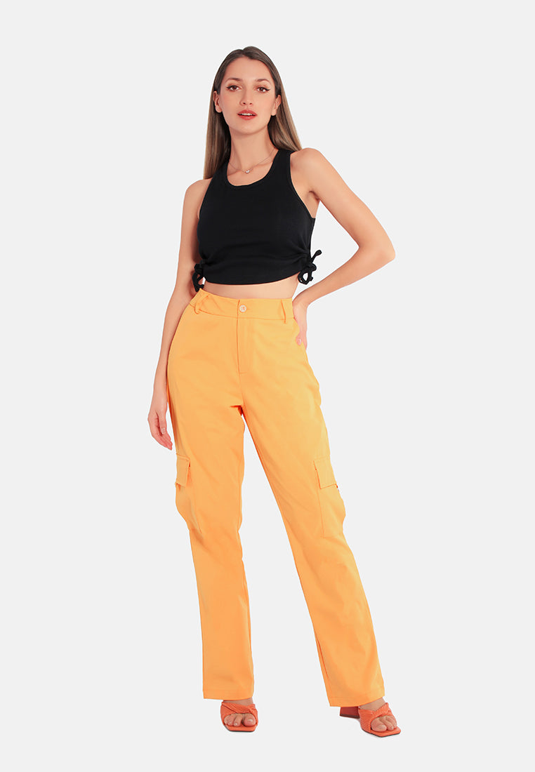 high waist cargo pants by ruw#color_mango-yellow