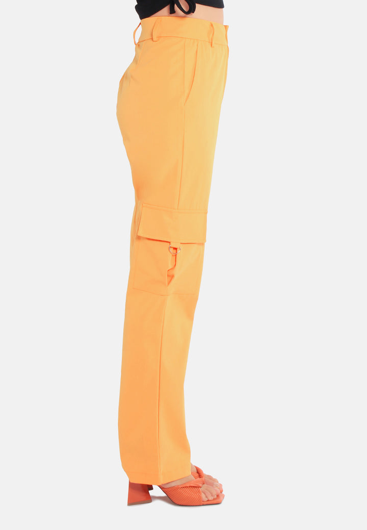 high waist cargo pants#color_mango-yellow