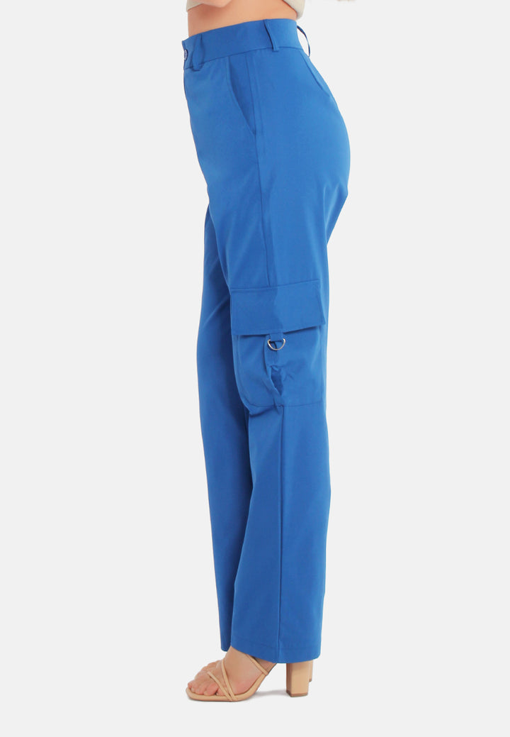 high waist cargo pants#color_royal-blue