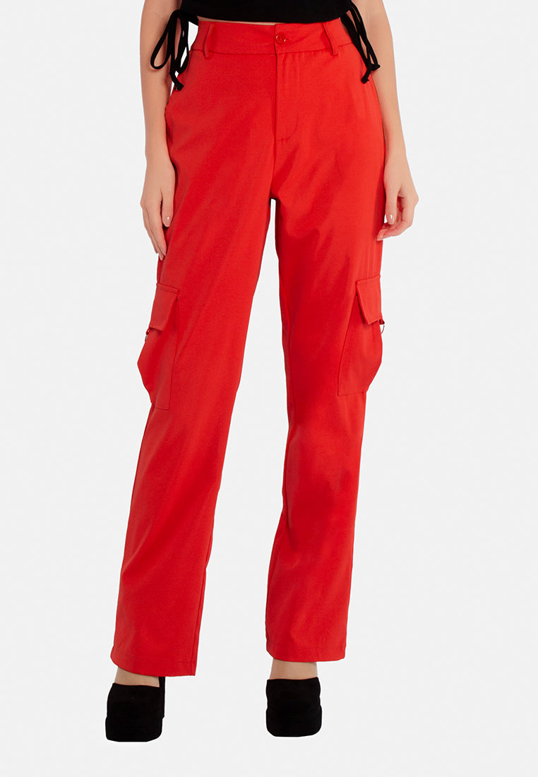 high waist cargo pants by ruw#color_tangerine