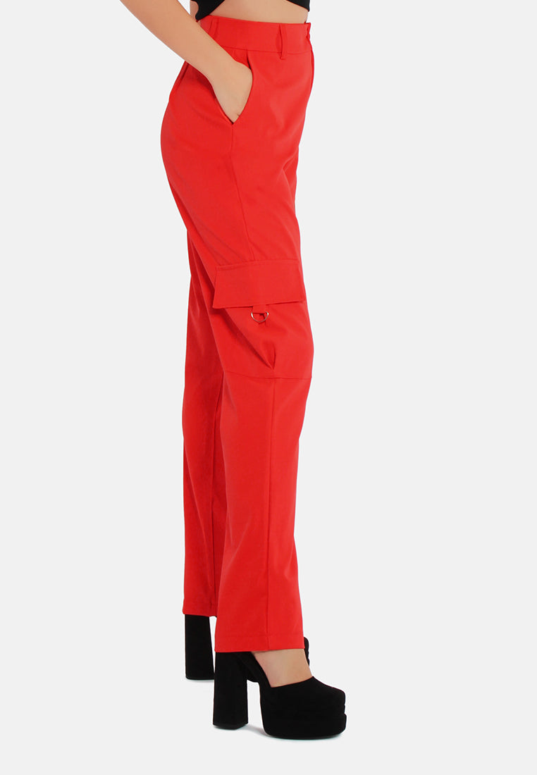 high waist cargo pants by ruw#color_tangerine