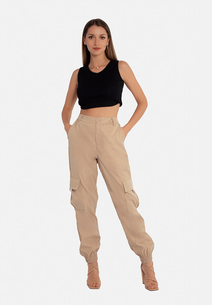 high waist cargo pants by ruw#color_khaki