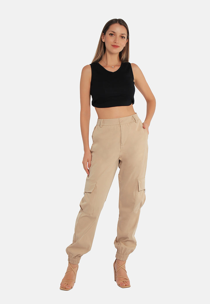 high waist cargo pants by ruw#color_khaki