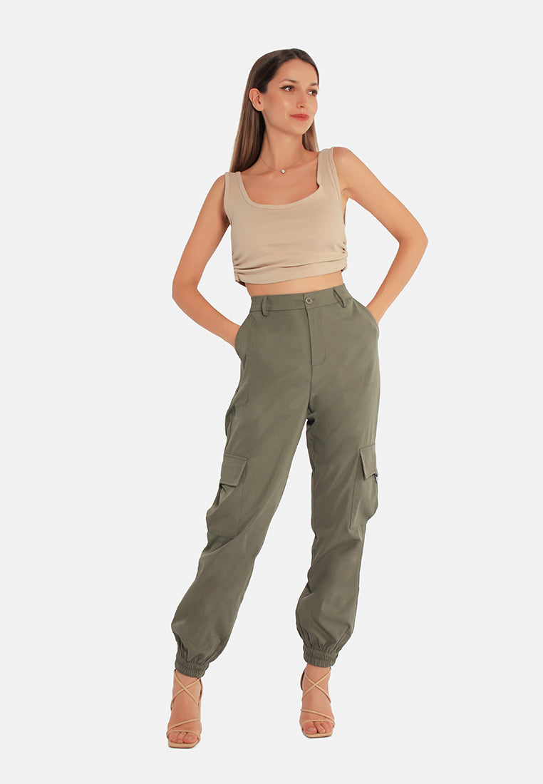 high waist cargo pants by ruw#color_stone