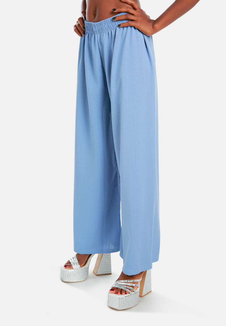 high waisted solid wide trouser pants#color_grey